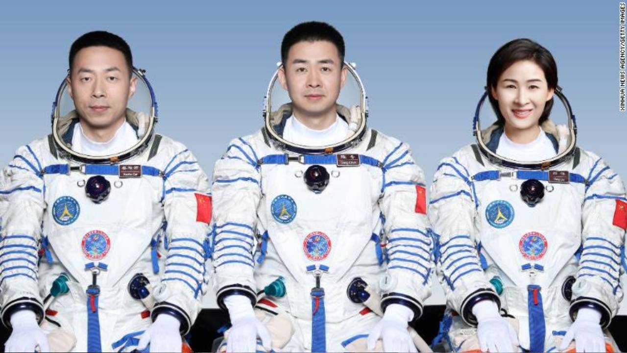 Chinese astronauts Cai Xuzhe, Chen Dong and Liu Yang who will carry out the Shenzhou-14 spaceflight mission - Photo Credit: CNN